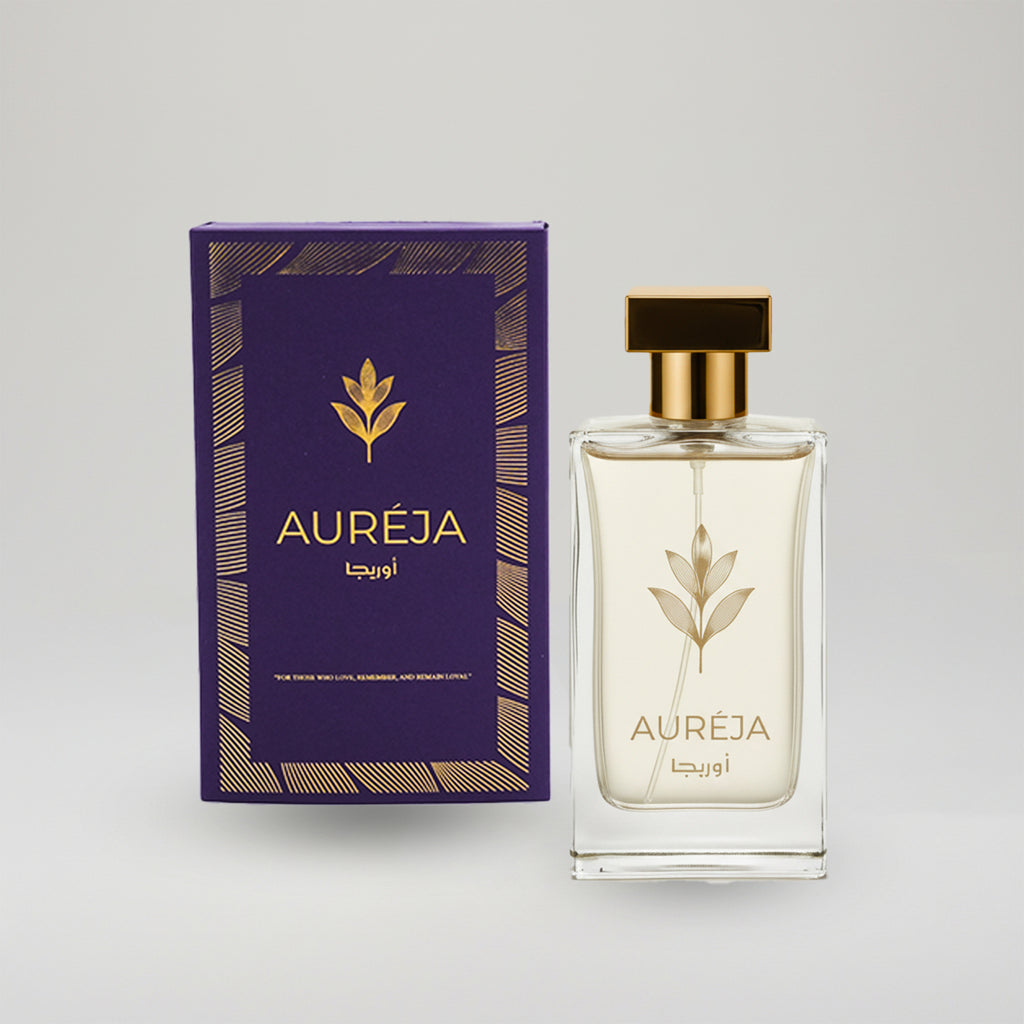 “Aureja AL-8 Extrait De Parfum 105ML – Luxury unisex leather-inspired fragrance with premium purple and gold packaging – Aureja”