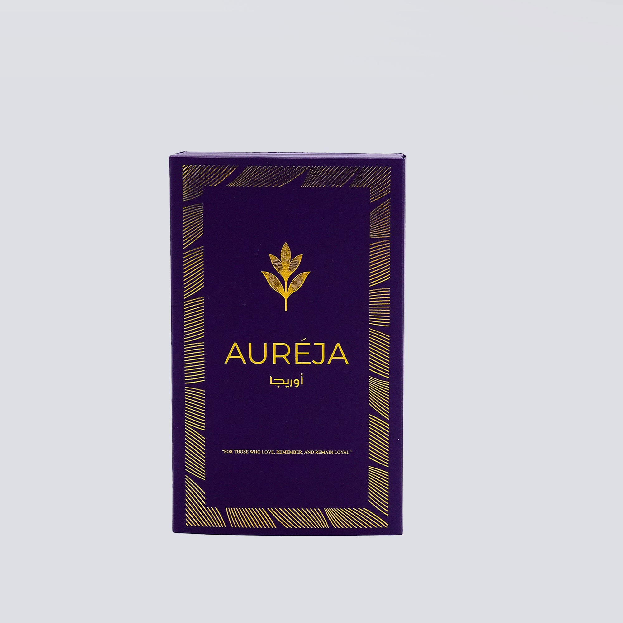“Aureja AL-8 Extrait De Parfum 105ML – Luxury unisex leather-inspired fragrance with premium purple and gold packaging – Aureja”