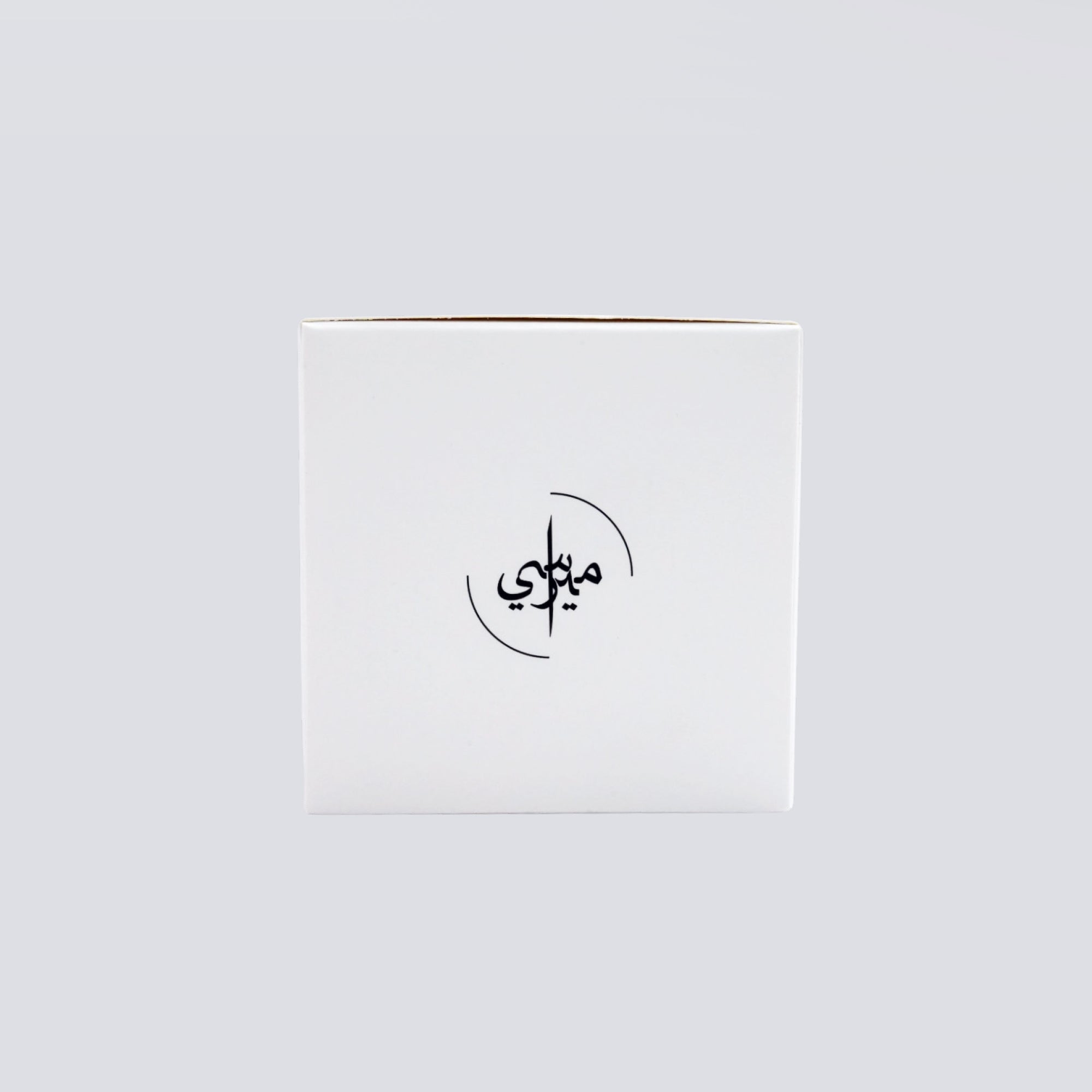 White box with black Arabic calligraphy on a light gray background