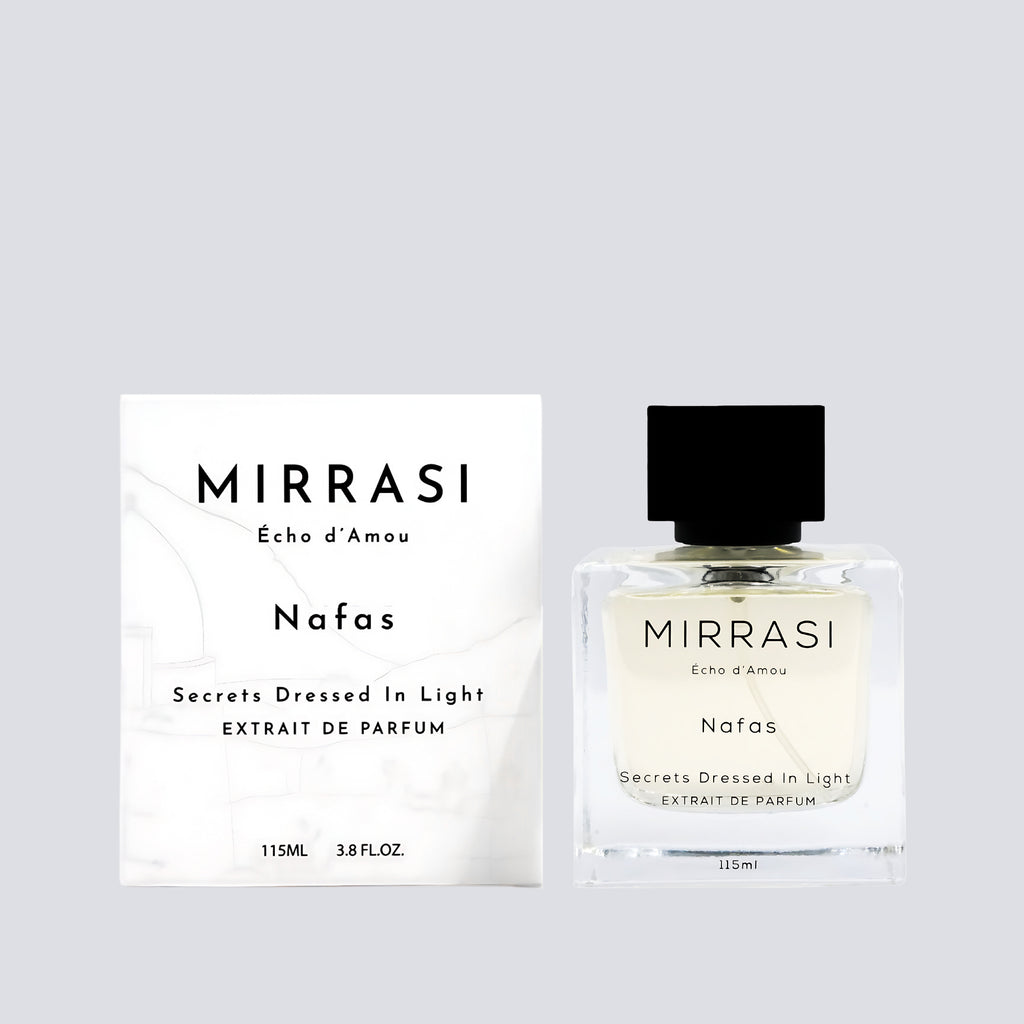 Mirrasi Nafas MN-7 Extrait De Parfum – Unisex fragrance available in 60ML and 115ML – bottle and box – Aureja.ae