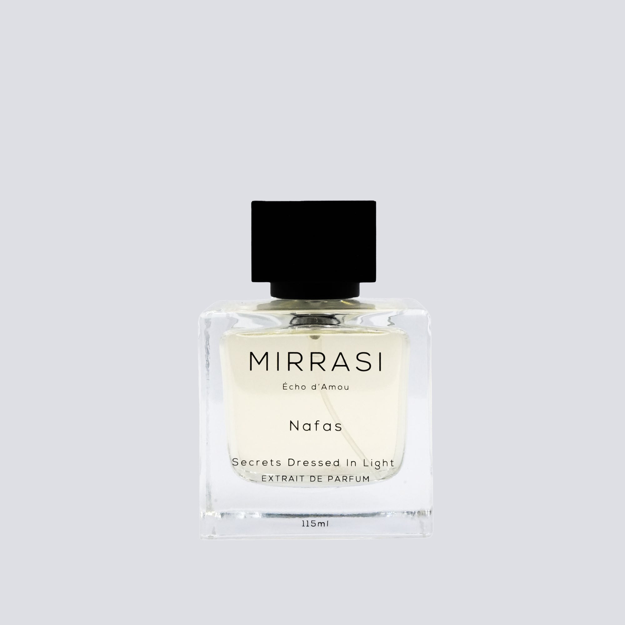Mirrasi Nafas MN-7 Extrait De Parfum – Unisex fragrance available in 60ML and 115ML – bottle and box – Aureja.ae