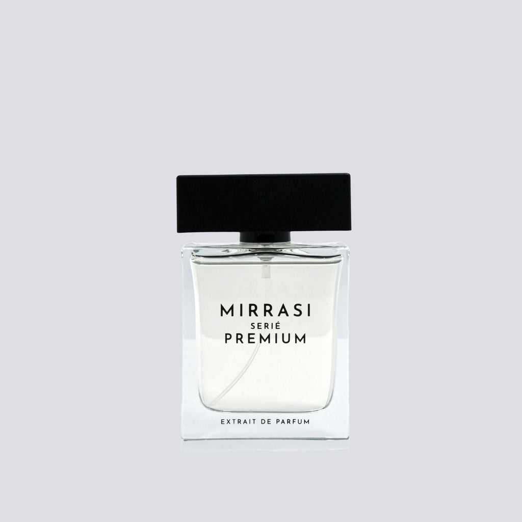 Mirrasi Serie Premium perfume bottle on a light gray background