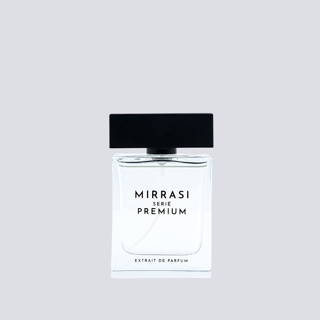 Mirrasi Serie Premium perfume bottle on a light gray background