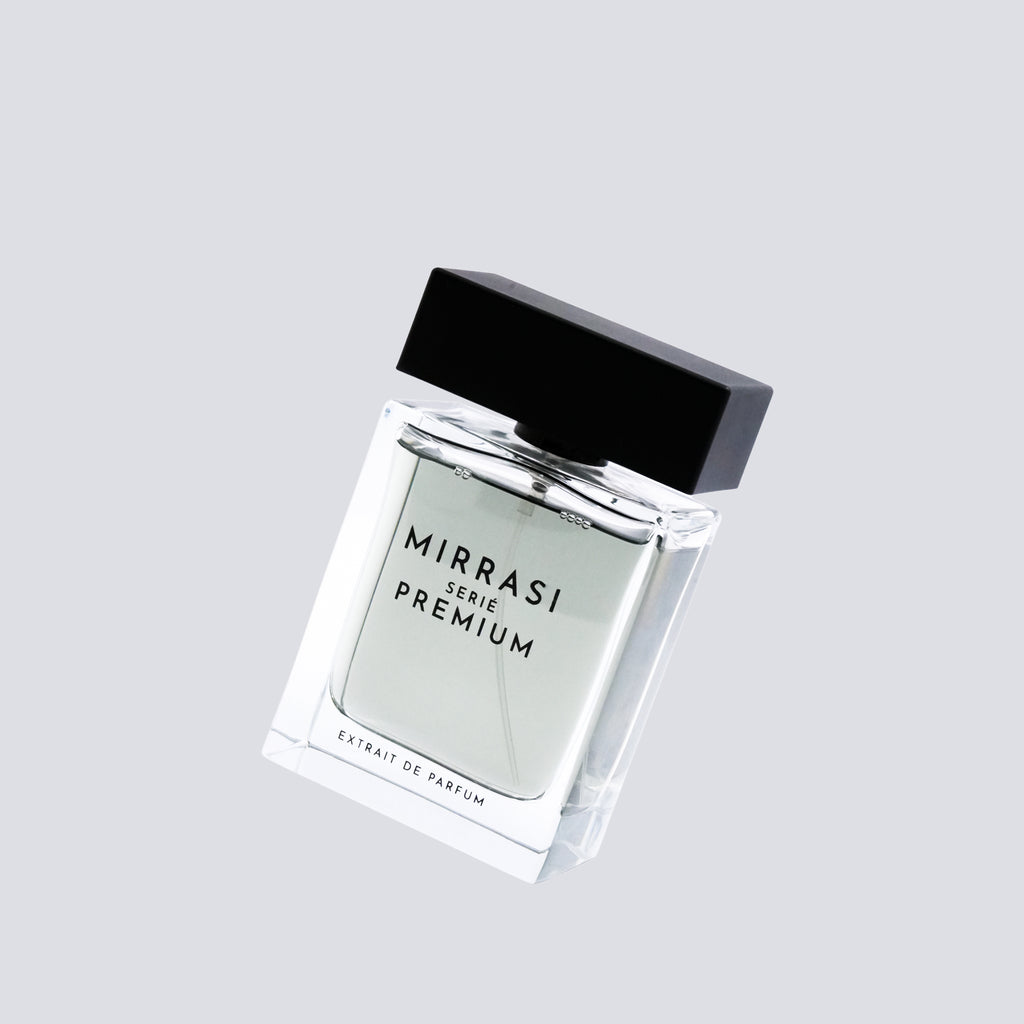 Mirrasi Serie Premium perfume bottle on a light gray background