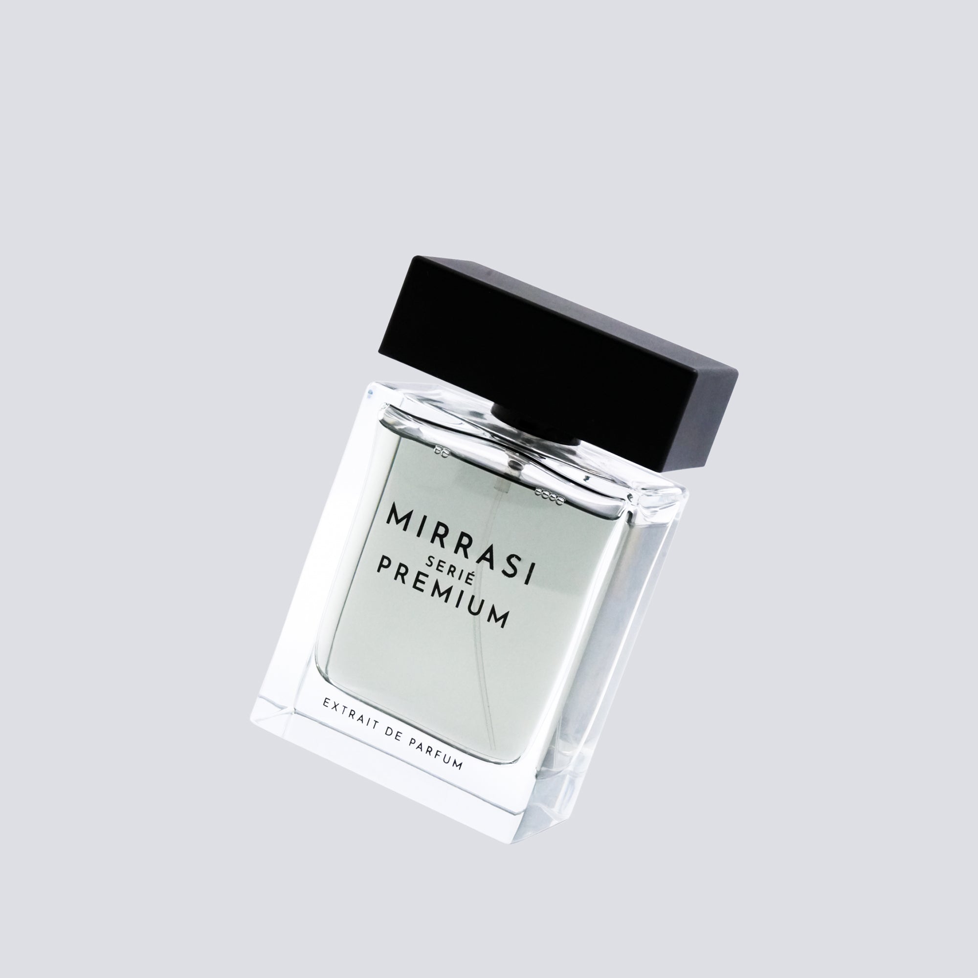 Mirrasi Serie Premium perfume bottle on a light gray background