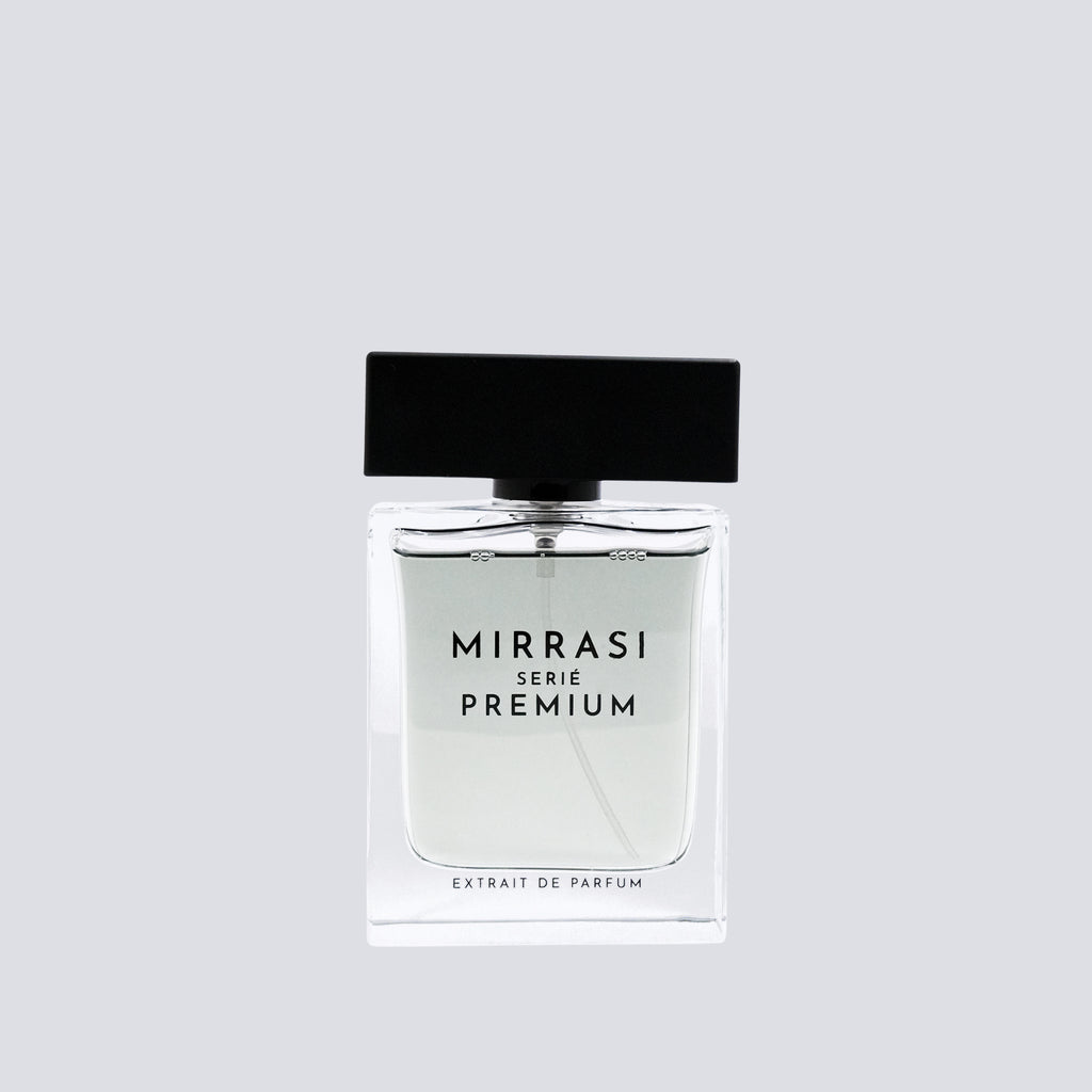 Mirrasi Serie Premium perfume bottle on a light gray background
