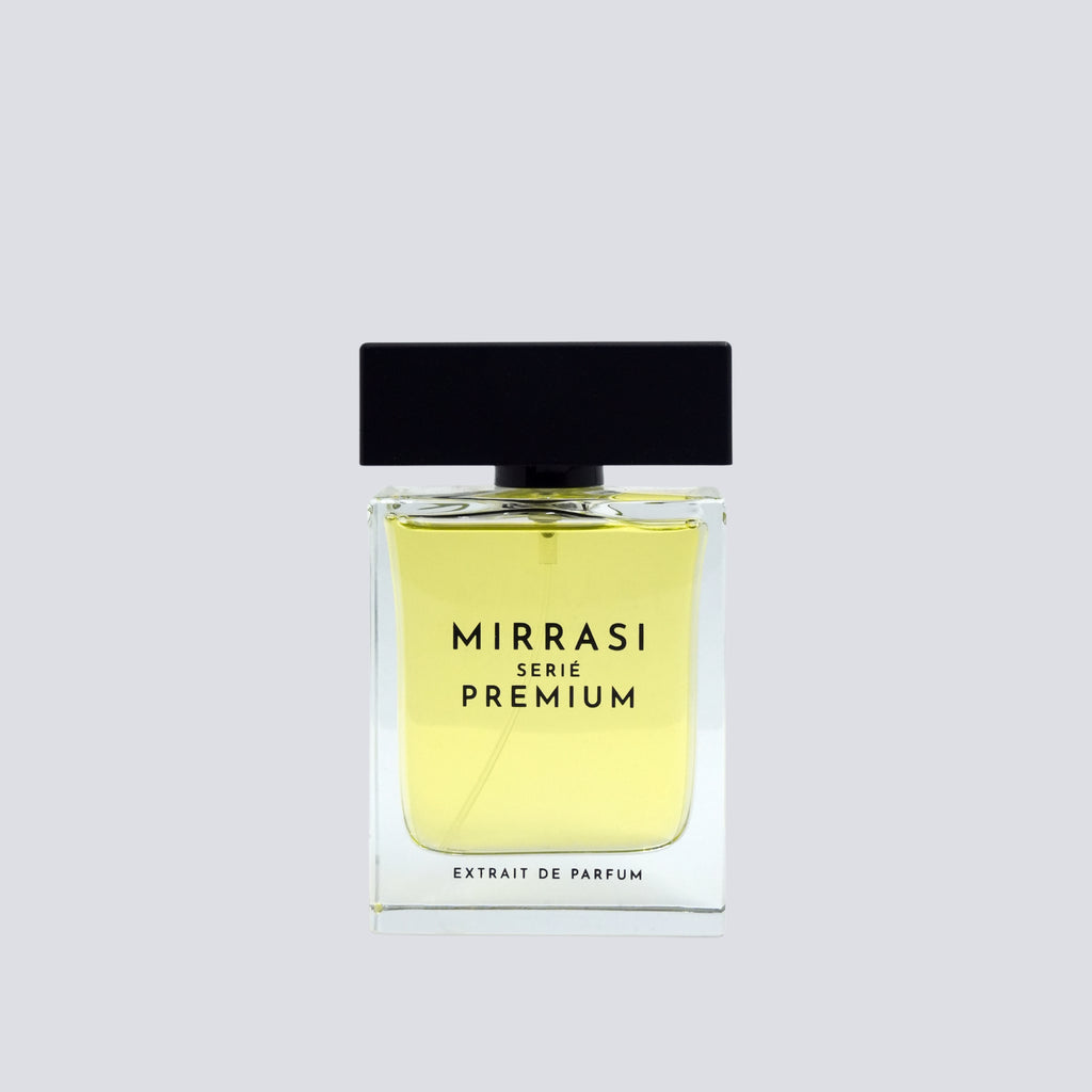 Mirrasi Serie Premium perfume bottle on a light gray background